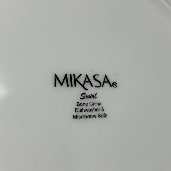 Mikasa Swirl White Bone China Set Of 6 Round Dinner Plates 11 1/4" - Picture 10 of 11